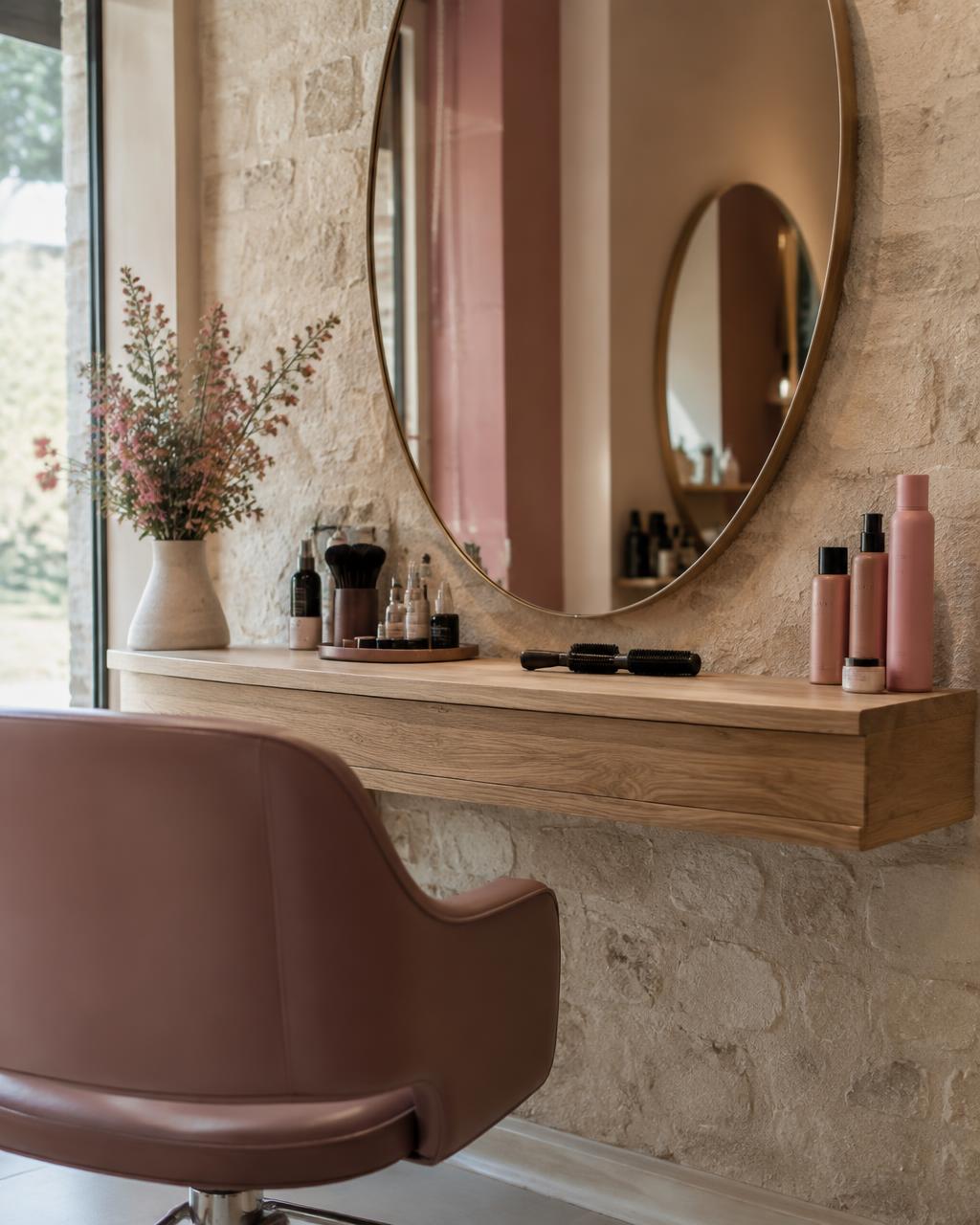 Styling station in the private Winchester hair salon